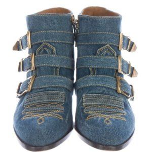 Chloe Denim Suzanna Boots Size 40 or US 9